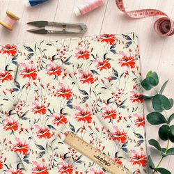 Ткань дюспо яркие оранжевые цветы