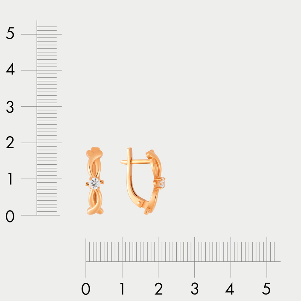 Женские серьги из розового золота 585 пробы с фианитами (арт. 73121)