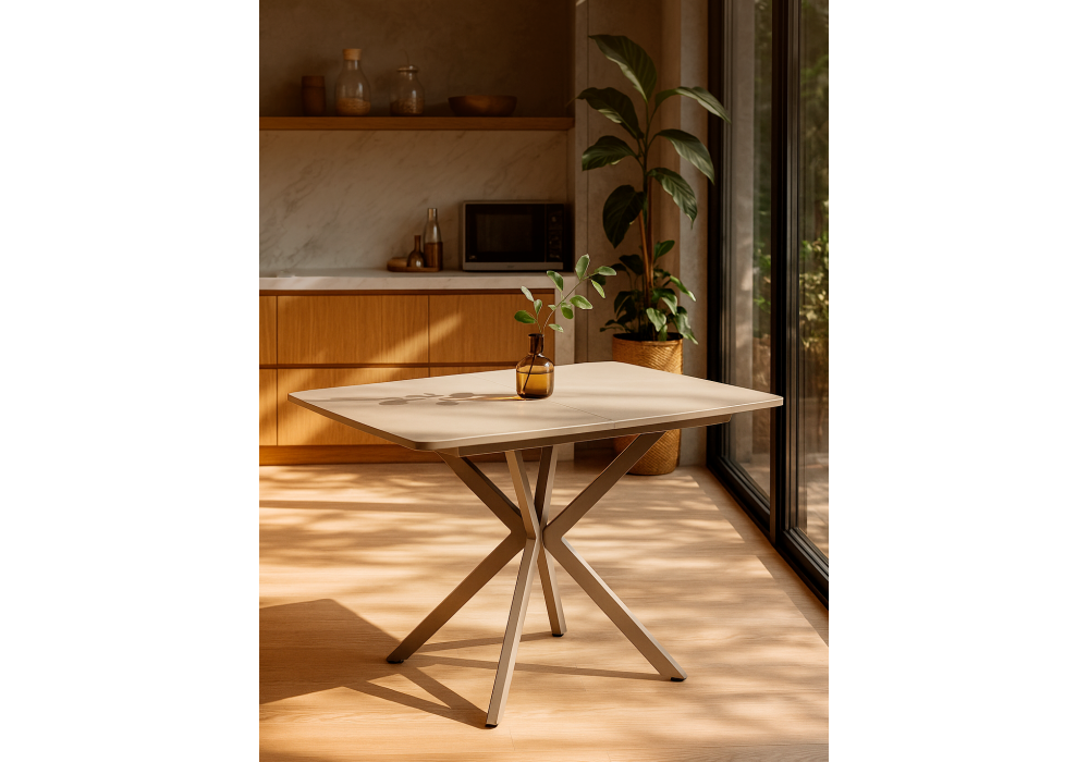 Стол стеклянный Woodville Палу 130(170)х80х76 латте, капучино