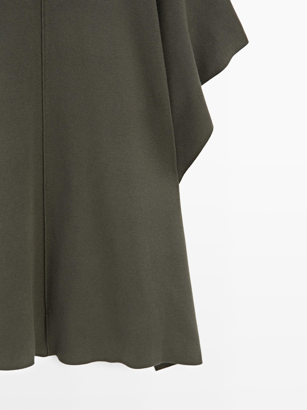 Massimo Dutti Длинная вязаная накидка с регулируемым капюшоном, серовато-зеленый