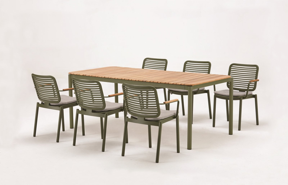 Кресло металлическое с подушкой Tagliamento Armona, зеленый, светло-серый