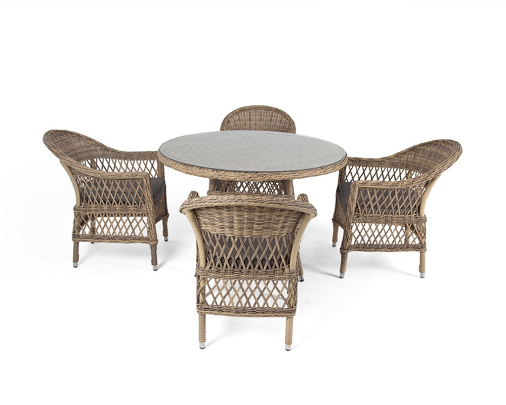 "Дольче" обеденная группа из искусственного ротанга, цвет соломенный