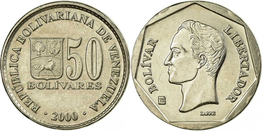 Венесуэла 50 боливаров, 2000 - 2001 Симон Боливар XF