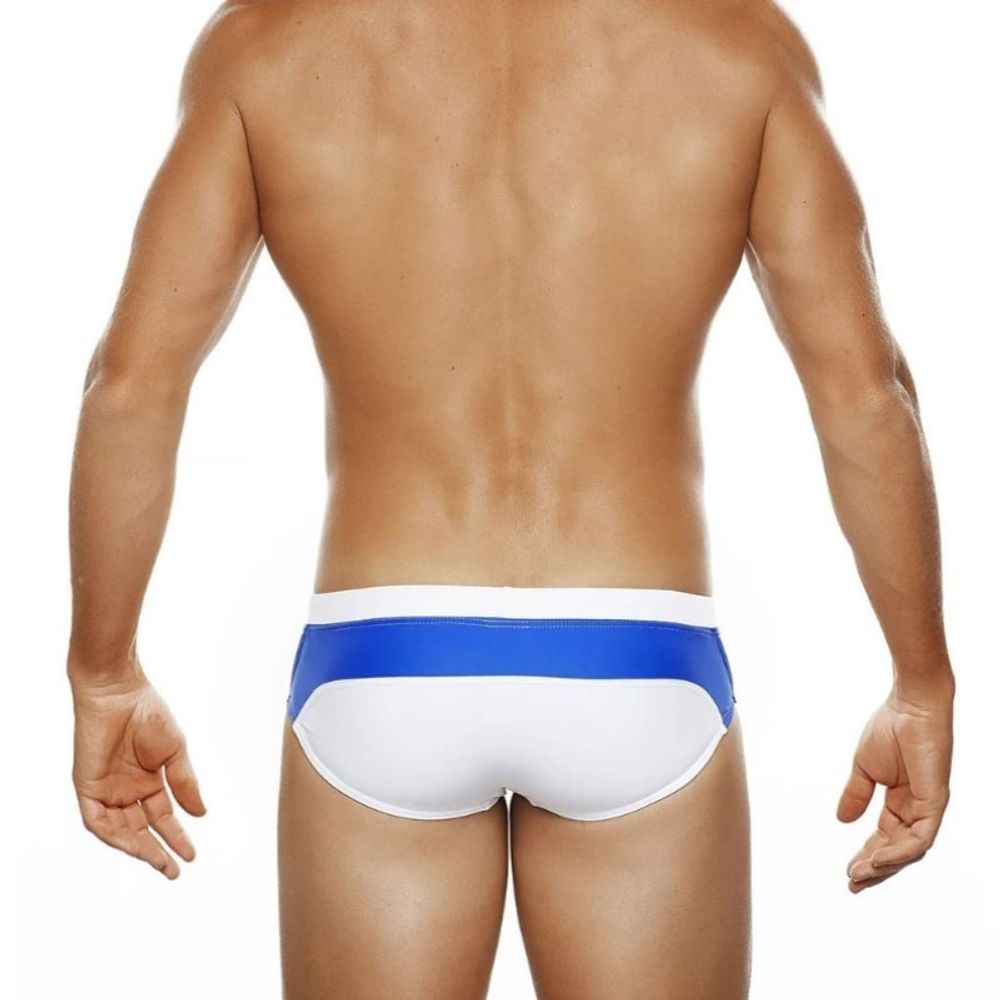 Мужские плавки белые с синей вставкой Romeo Rossi RR6605-1