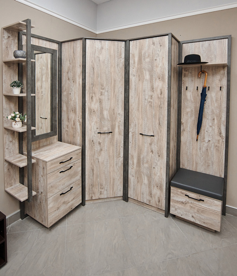 Тумба с зеркалом Клео Дуб Юкон/Ателье темное