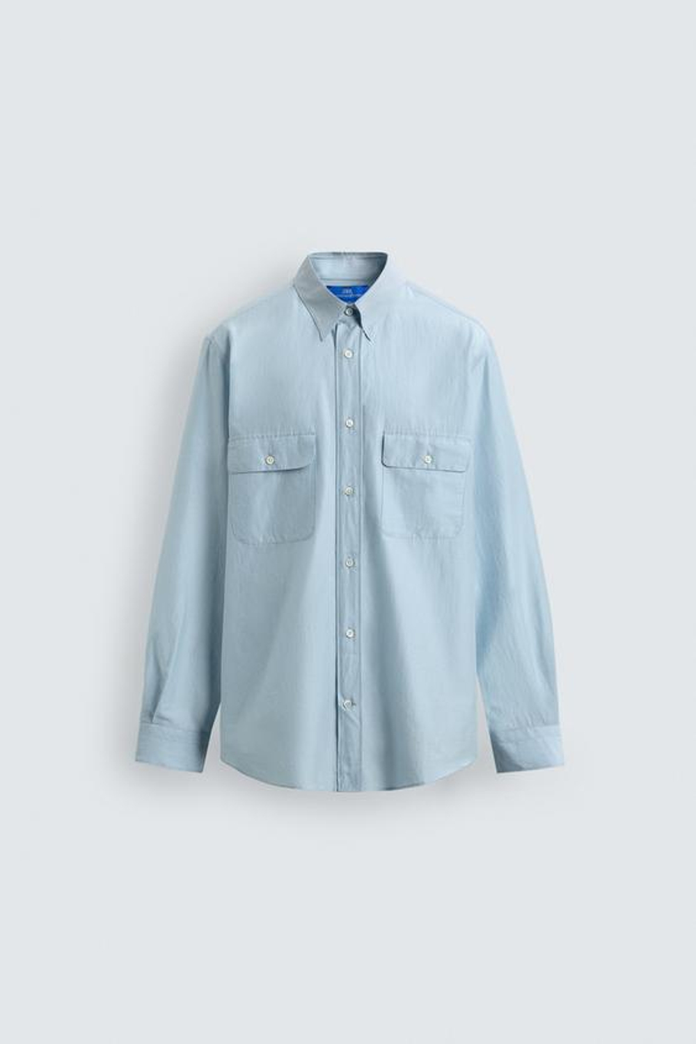 ZARA X AARON LEVINE РУБАШКА СВОБОДНОГО КРОЯ С КАРМАНАМИ, СВЕТЛО-ГОЛУБОЙ