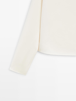 Massimo Dutti Топ свободного кроя с V-образным вырезом – STUDIO, натуральный/кремовый