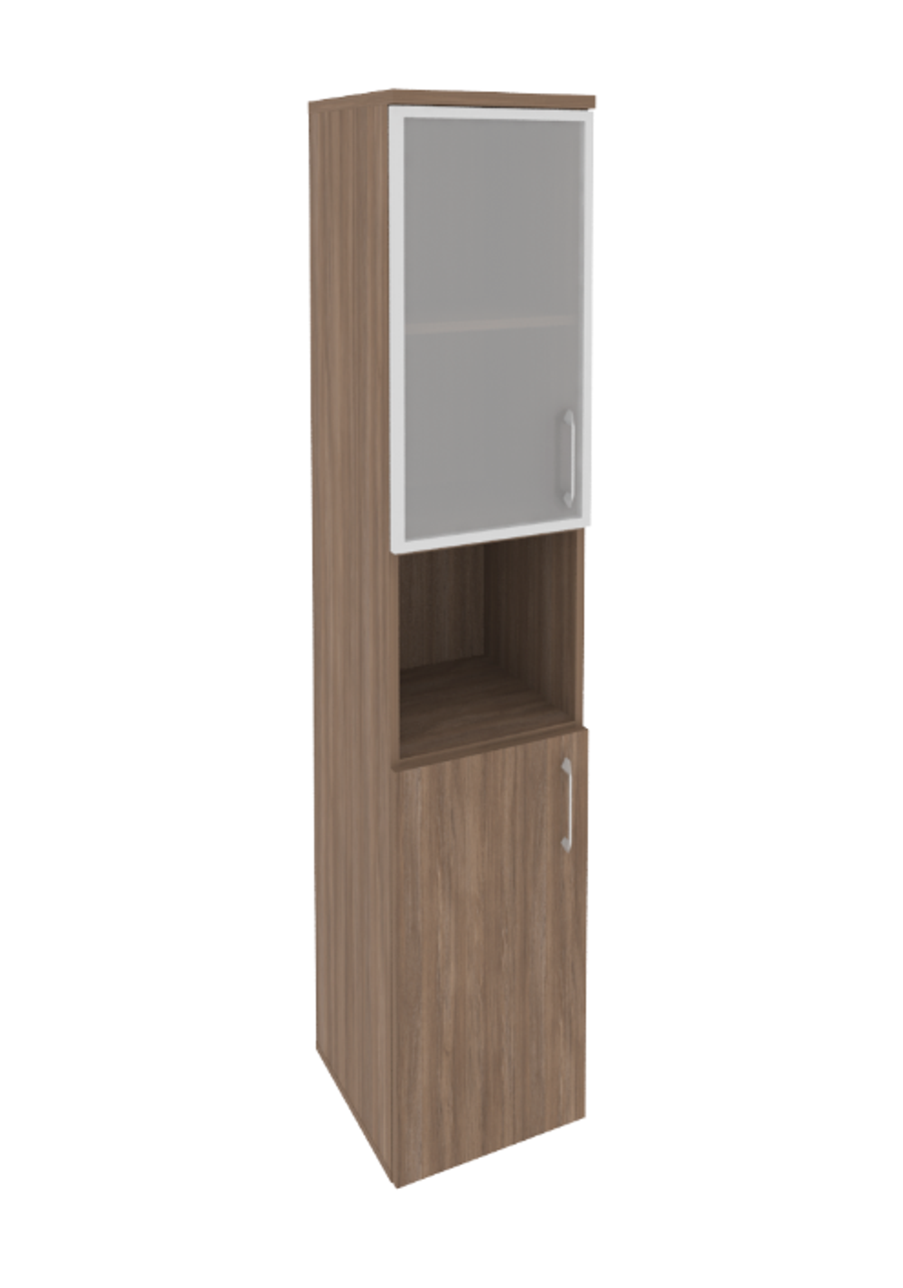 Шкаф-пенал с 2 комплектами дверей, стеклом в раме и нишей Onix