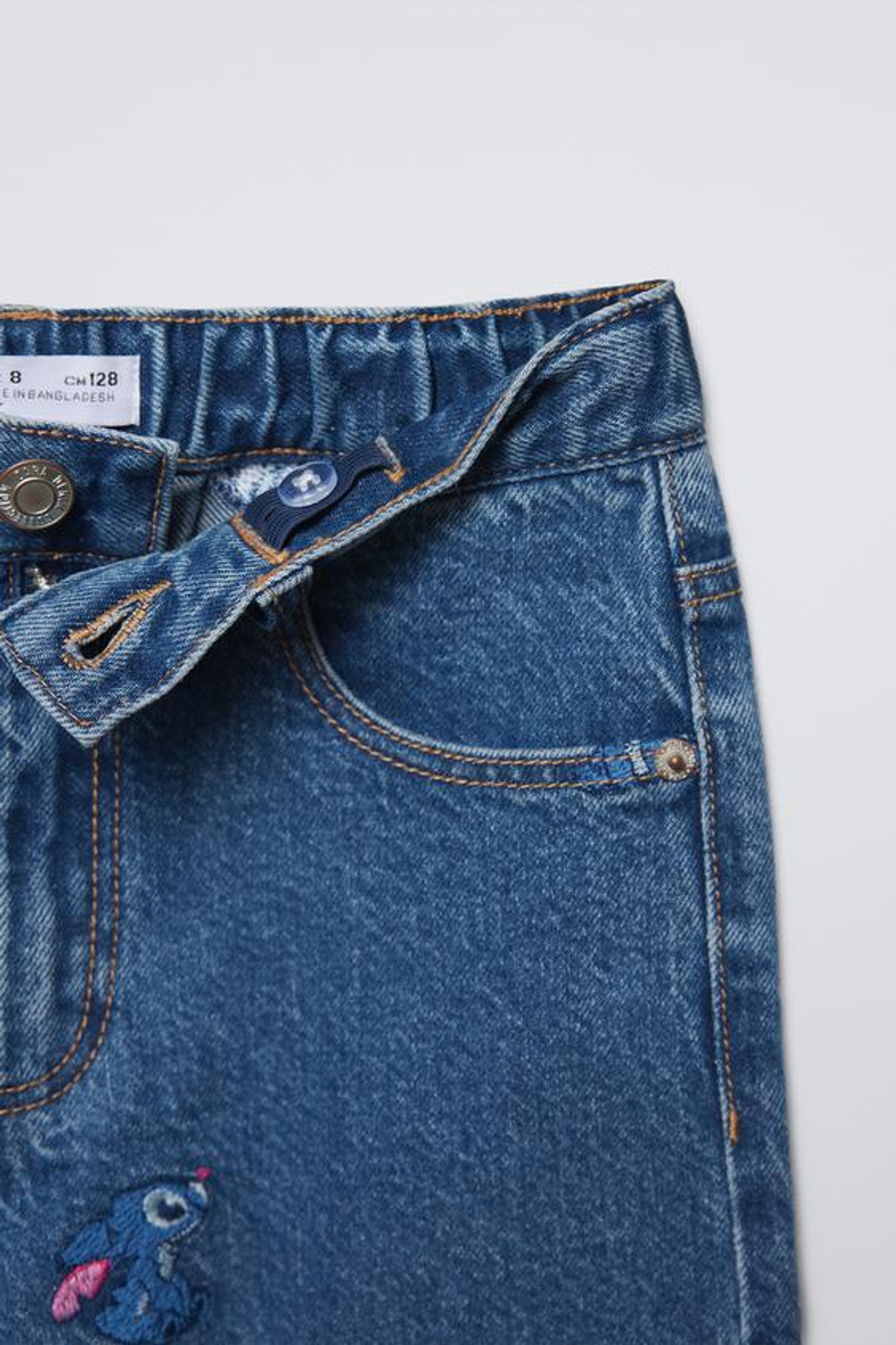 ZARA ДЖИНСЫ WIDE LEG С ПРИНТОМ LILO & STITCH © DISNEY, СИНИЙ