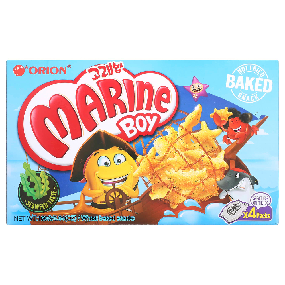 Orion, Marine Boy, снеки на пшеничной основе, морские водоросли, 4 упаковки по 40 г (1,41 унции)