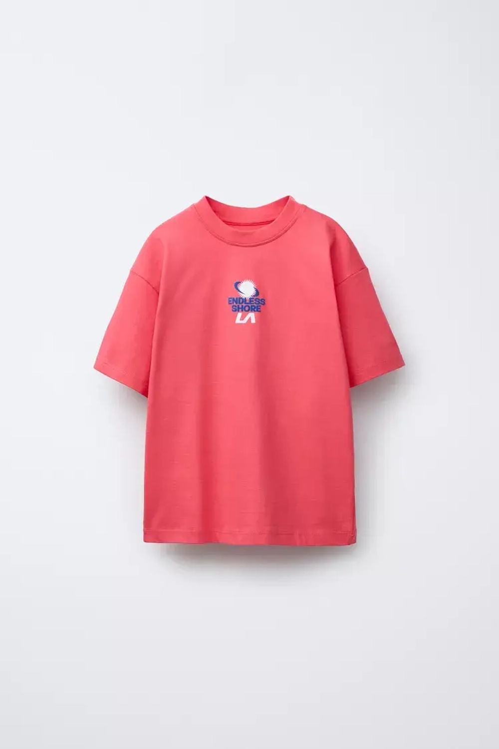 ZARA ФУТБОЛКА С РЕЛЬЕФНЫМ ПРИНТОМ, ЦВЕТ ФУКСИИ