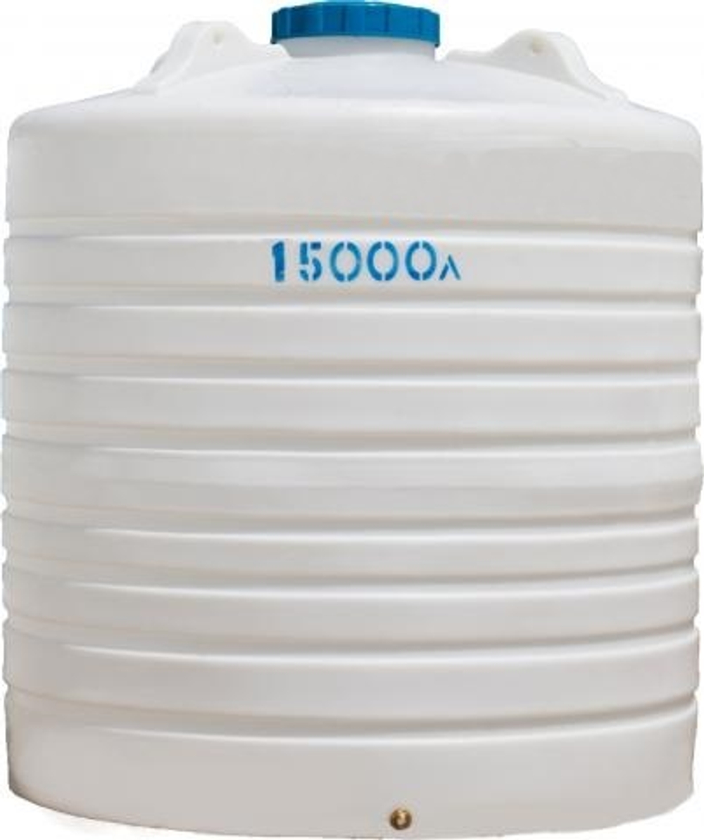 Ёмкость пластиковая пищевая АКПОЛ 15000 л. (13200 л.) вертикальная (243x243x315см;300кг;белый) - арт.555059