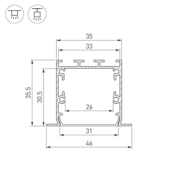 Профиль встраиваемый Arlight Linia49-F-S-2500 Black 041874
