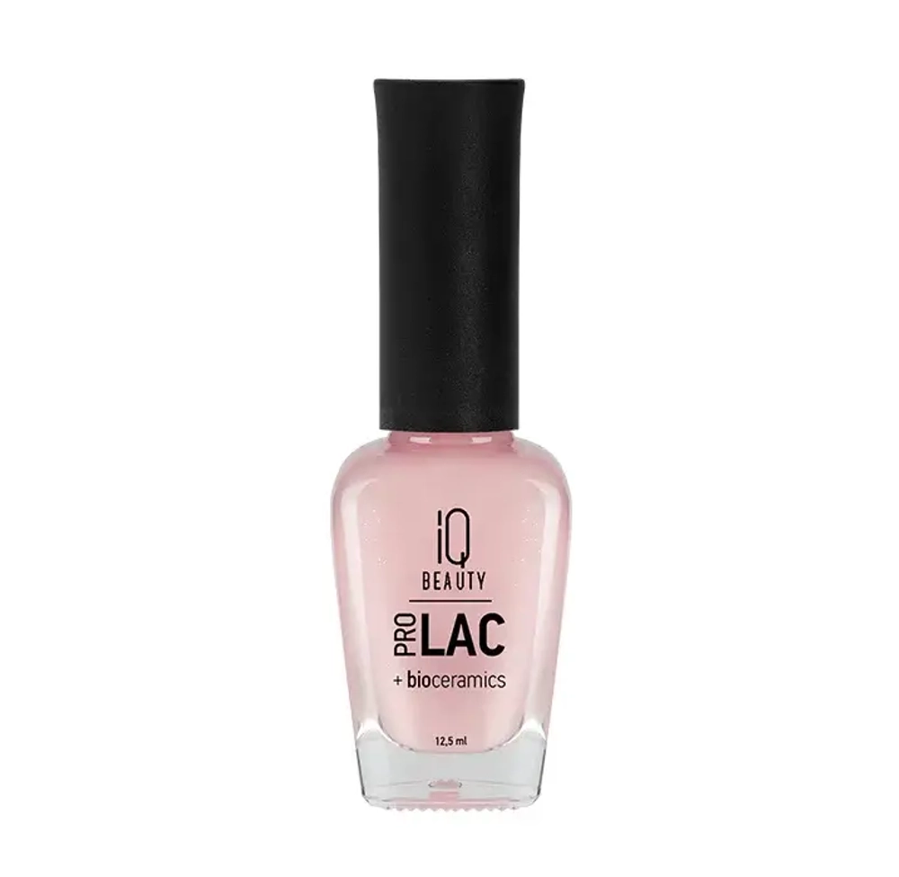 IQ BEAUTY Лак для ногтей профессиональный укрепляющий с биокерамикой #063, 12.5 мл Розовый с мелким голубым шиммером