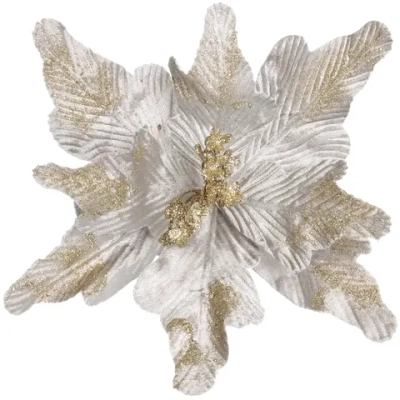 Украшение новогоднее «Пуансеттия - Нежность» 25 см, Серебро