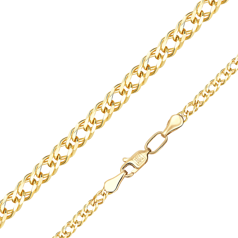 Цепь из лимонного золота с алмазной гранью (плетение «Двойной ромб»)