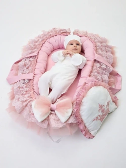 Кокон гнездышко для новорожденного с подушечкой