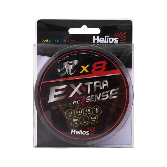 Шнур Helios Extrasense X8 PE Multicolor 150m   0.6/11LB 0.14mm (HS-ES-X8-0.6/11LB)