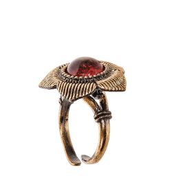 AM-2419 Кольцо «Анютины глазки» (латунь, янтарь)