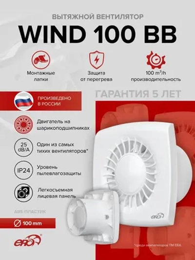 Вентилятор накладной WIND D100 двигатель BB ERA