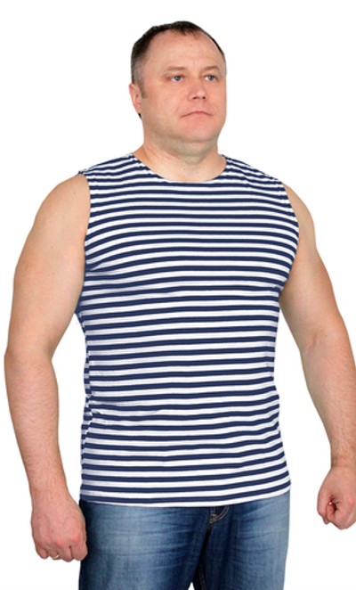 Майка-тельняшка кулирка синяя полоса