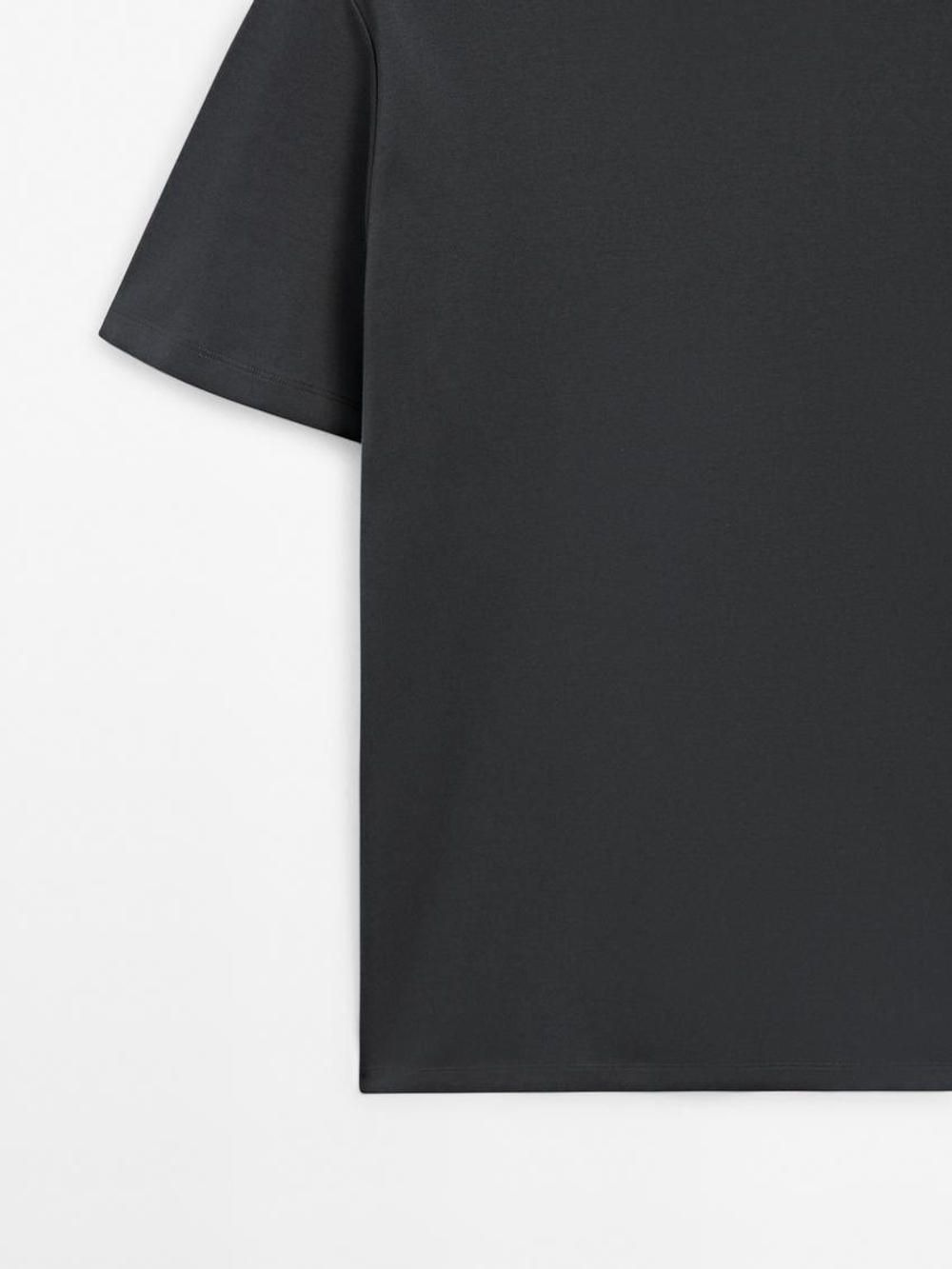 Massimo Dutti Футболка с круглым вырезом, свинцовый