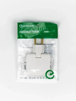 Тройник для розетки поворотный, разветвитель электрический усиленный 16А ElectroMag