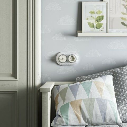 Переключатель / выключатель одноклавишный Vintage (слоновая кость матовый/хром)