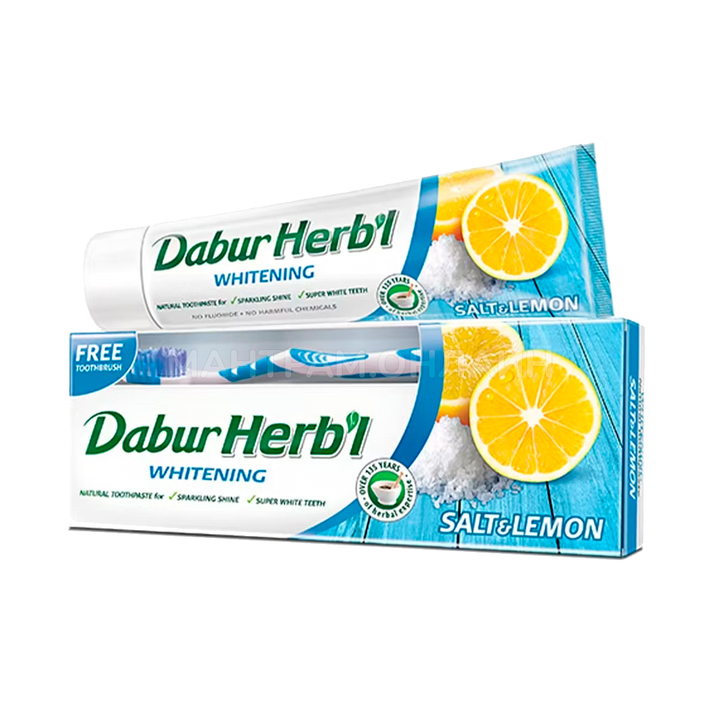 Зубная паста Dabur Herbl Salt Lemon Отбеливающая, Соль и Лимон + зубная щетка 150 г