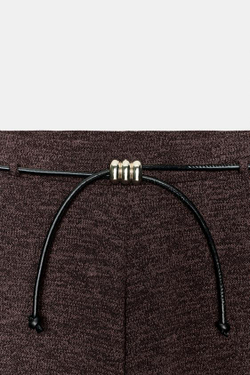 ZARA БРЮКИ-ПИКЕ С ПОЯСОМ, ТЕМНО-КОРИЧНЕВЫЙ