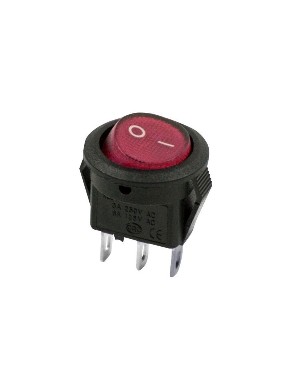 Выключатель клавишный круглый 250В 3А (2с) ON-OFF Micro RWB-105 SC-214 красн. Rexant 36-2511