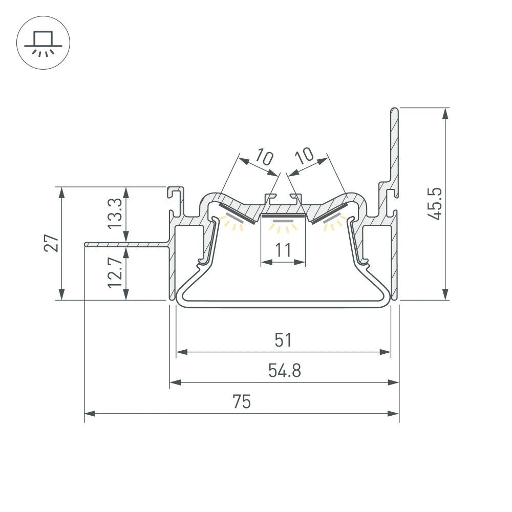 Профиль FOLED-50-WALL-2000 (Arlight, Алюминий) 035771