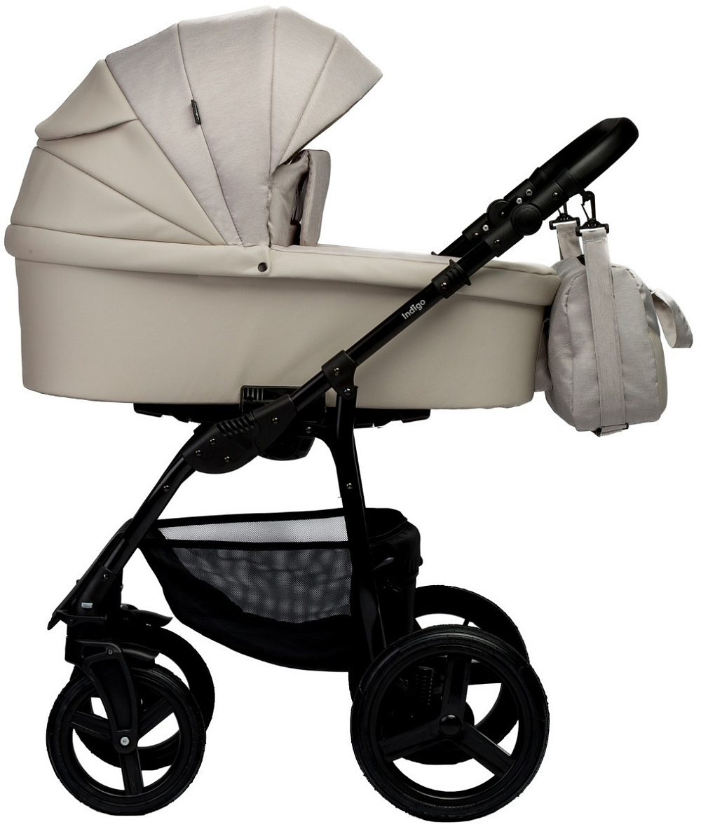 Детская коляска Indigo Impulse Eco 3 в 1 с автокреслом Avionaut Cosmo Beige Ie02 бежевая кожа/бежевый