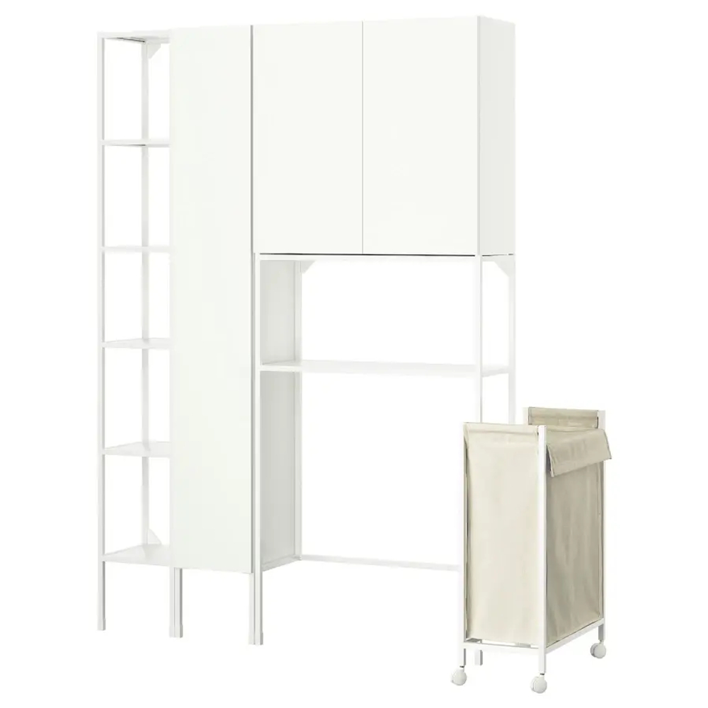 Комбинация для ванной - IKEA ENHET, 140х32х204 см, белый, ЭНХЕТ ИКЕА
