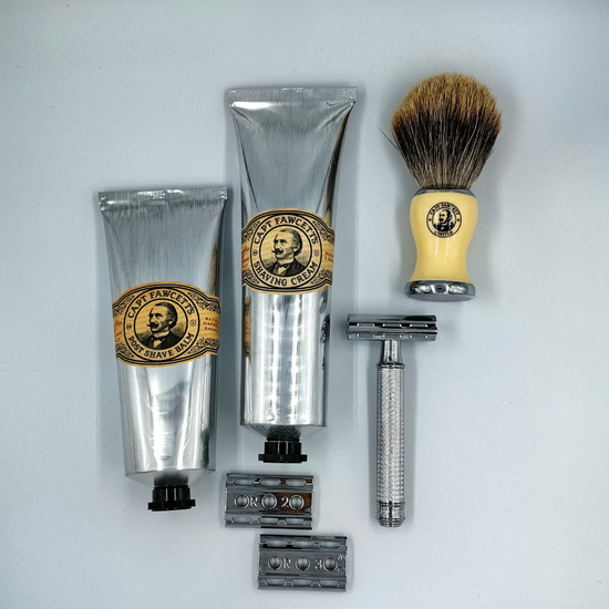 Подарочный набор Captain Fawcett, бритва, крем, бальзам и помазок