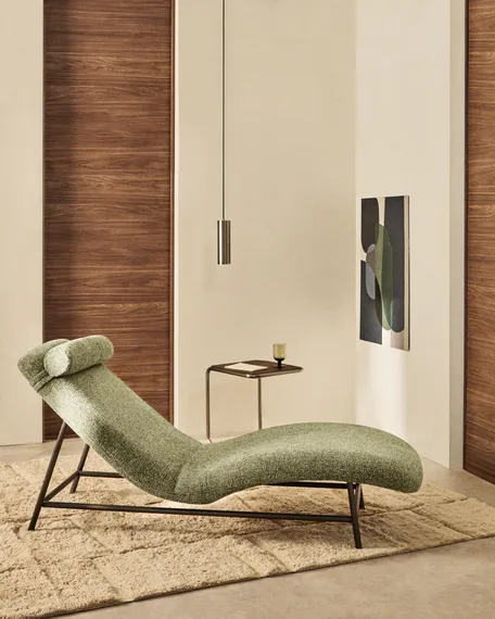 Кушетка Osla из зеленого шенилла с ножками из матовой нержавеющей стали, 175 см