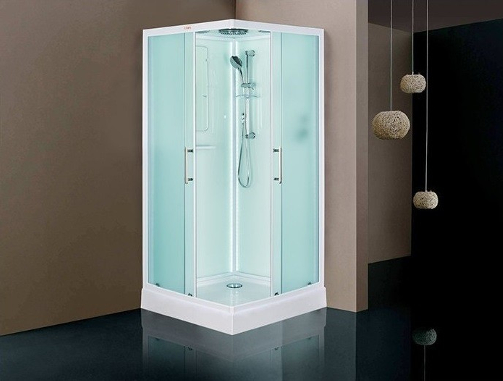 Душевая кабина Esbano (Эсбано) ES-L100CKR, с низким поддоном, с электрикой и LED освещением, 100х100х210