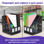 Лоток вертикальный для бумаг BRAUBERG "Office-Expert" 215 мм 3 отделения сборный черный (2 штуки в упаковке)