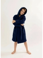 Халат детский махровый "Элит" с капюшоном, цвет: 761-Темно-синий
