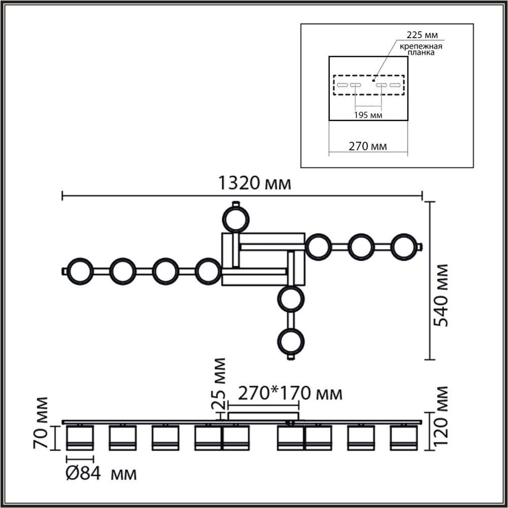 8303/10C COMFI LN26 237 белый, металл Светильник потолочный GX53 LED 10*7W 220V AGNIA