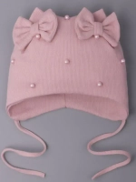 Шапка для девочки осенняя на завязках с бусинами