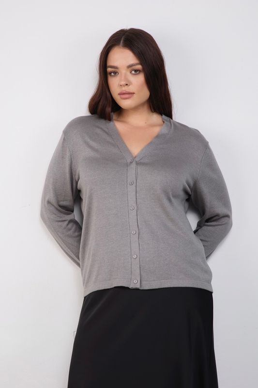Кардиган вязаный на пуговицах, светло-серый