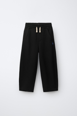 ZARA БРЮКИ BARREL ИЗ ФУТЕРА, ЧЕРНЫЙ