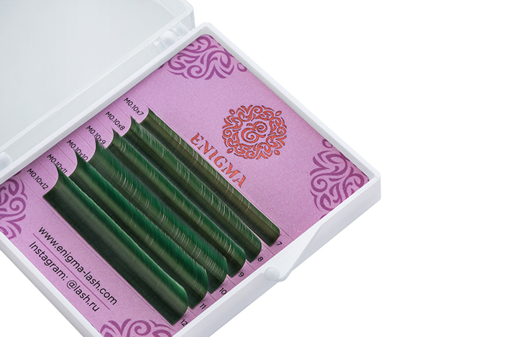 Зеленые Green ресницы Enigma MIX - 6 линий