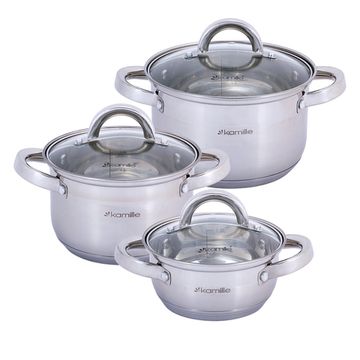 Набор кастрюль 6 предметов Kamille KM 5628S (1 л; 1,8 л; 2,5 л.) из нержавеющей стали