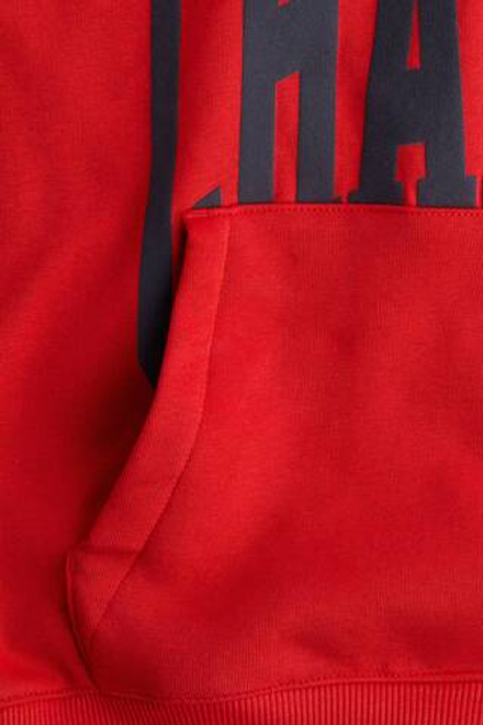 H&M Толстовка с капюшоном и принтом, ярко-красный