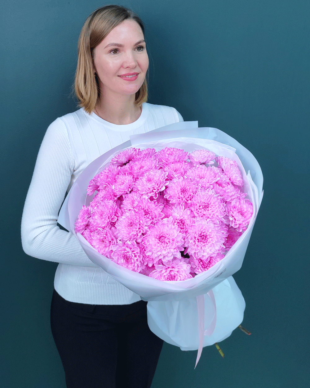 Хризантема кустовая розовая,9шт(00445)