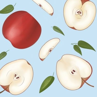 Яблоки на голубом фоне