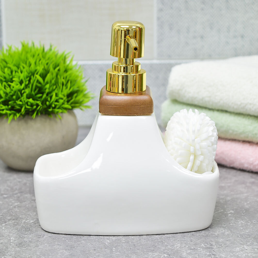 Диспенсер для моющего средства с губкой "Tropical", фарфор