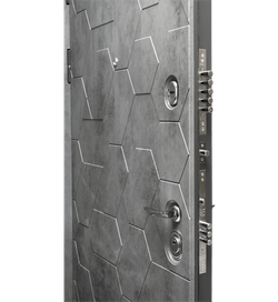Входная дверь в квартиру с зеркалом Сударь Дива ( DIVA) МД-51 Бетон темный / зеркало М15 Силк маус (светло-серый,без текстуры)